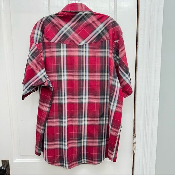 Plains Western Red and Black Casual Plaid Button Down Shirt men’s xl - Picture 3 of 5